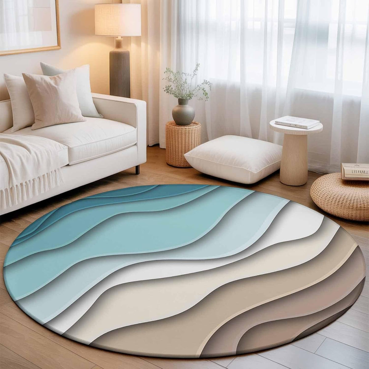 Orange Round Area Rug for Living Room 6 ft Abstract Modern Contemporary Rug Carpet Floor Mat Yoga Mat for Boys Girls Playroom Home Decor 6 ft