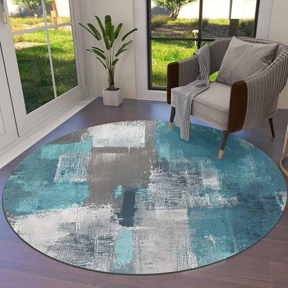 Orange Round Area Rug for Living Room 6 ft Abstract Modern Contemporary Rug Carpet Floor Mat Yoga Mat for Boys Girls Playroom Home Decor 6 ft