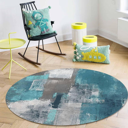 Orange Round Area Rug for Living Room 6 ft Abstract Modern Contemporary Rug Carpet Floor Mat Yoga Mat for Boys Girls Playroom Home Decor 6 ft