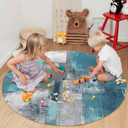 Orange Round Area Rug for Living Room 6 ft Abstract Modern Contemporary Rug Carpet Floor Mat Yoga Mat for Boys Girls Playroom Home Decor 6 ft