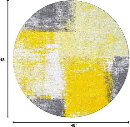 Orange Round Area Rug for Living Room 6 ft Abstract Modern Contemporary Rug Carpet Floor Mat Yoga Mat for Boys Girls Playroom Home Decor 6 ft
