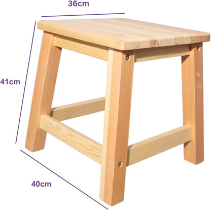 Solid Pine Wood Yoga Stool Small | Iyengar Yoga Stool for Backbends, Leg Stretches & Restorative Yoga | Heavy-Duty Wooden Yoga Bench with Clear-Coated Finish