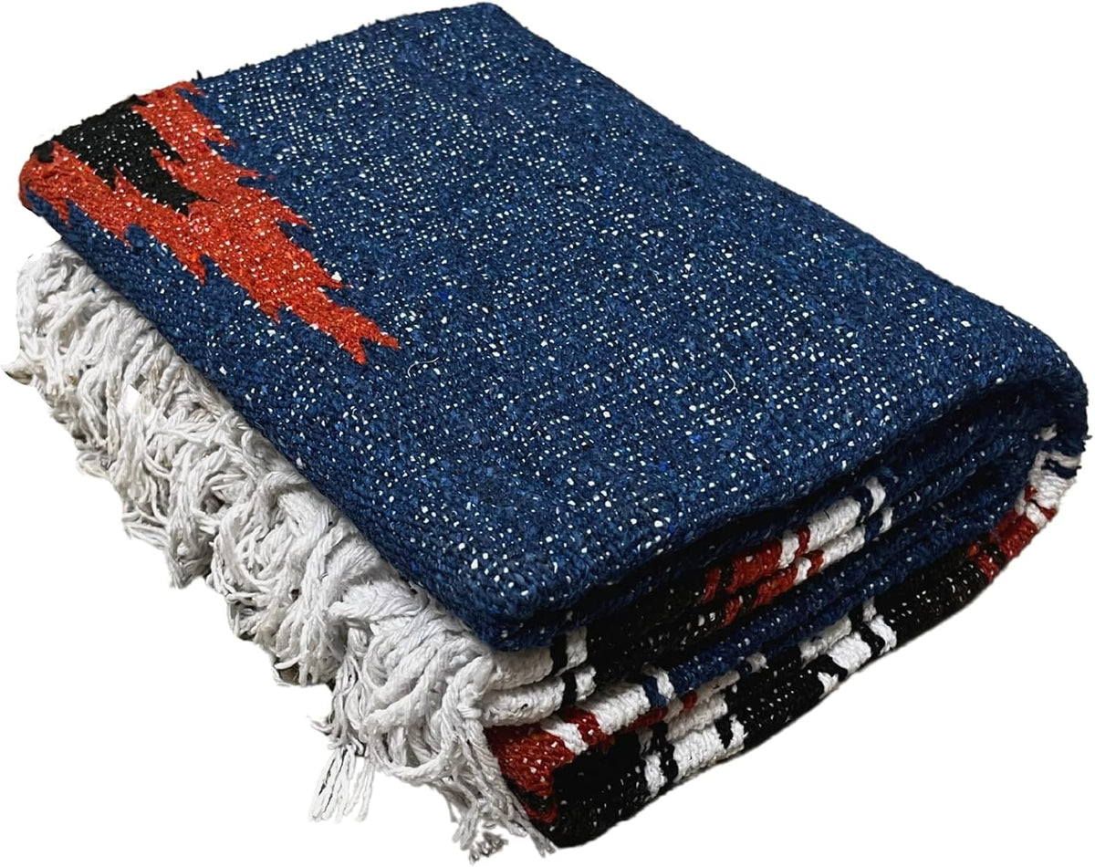 Open Road Goods Mexican Diamond Blanket - XL Heavyweight Yoga Blanket – Handmade in Mexico - Thick Boho Serape Saltillo Style Throw for Beach, Picnic, Home, Camping and More! (Harvest Moon)