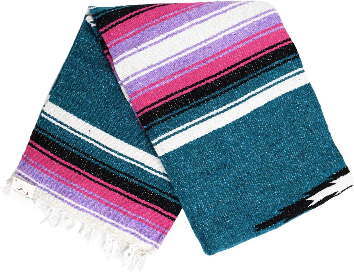 Open Road Goods Mexican Diamond Blanket - XL Heavyweight Yoga Blanket – Handmade in Mexico - Thick Boho Serape Saltillo Style Throw for Beach, Picnic, Home, Camping and More! (Harvest Moon)