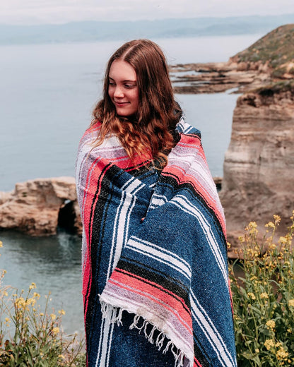 Open Road Goods Mexican Diamond Blanket - XL Heavyweight Yoga Blanket – Handmade in Mexico - Thick Boho Serape Saltillo Style Throw for Beach, Picnic, Home, Camping and More! (Harvest Moon)