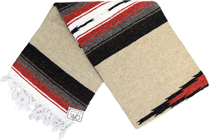 Open Road Goods Mexican Diamond Blanket - XL Heavyweight Yoga Blanket – Handmade in Mexico - Thick Boho Serape Saltillo Style Throw for Beach, Picnic, Home, Camping and More! (Harvest Moon)