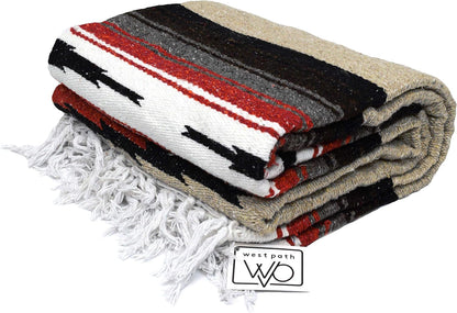 Open Road Goods Mexican Diamond Blanket - XL Heavyweight Yoga Blanket – Handmade in Mexico - Thick Boho Serape Saltillo Style Throw for Beach, Picnic, Home, Camping and More! (Harvest Moon)