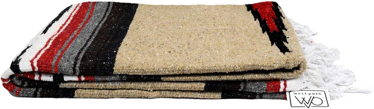 Open Road Goods Mexican Diamond Blanket - XL Heavyweight Yoga Blanket – Handmade in Mexico - Thick Boho Serape Saltillo Style Throw for Beach, Picnic, Home, Camping and More! (Harvest Moon)