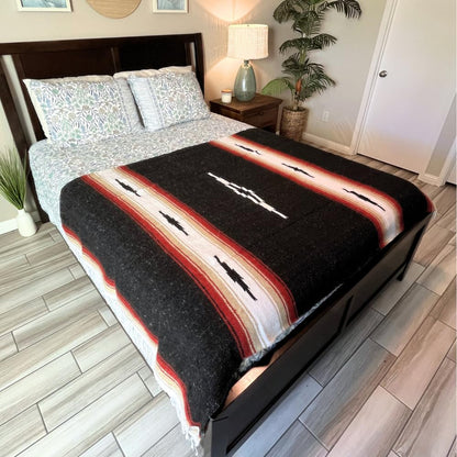 Open Road Goods Mexican Diamond Blanket - XL Heavyweight Yoga Blanket – Handmade in Mexico - Thick Boho Serape Saltillo Style Throw for Beach, Picnic, Home, Camping and More! (Harvest Moon)