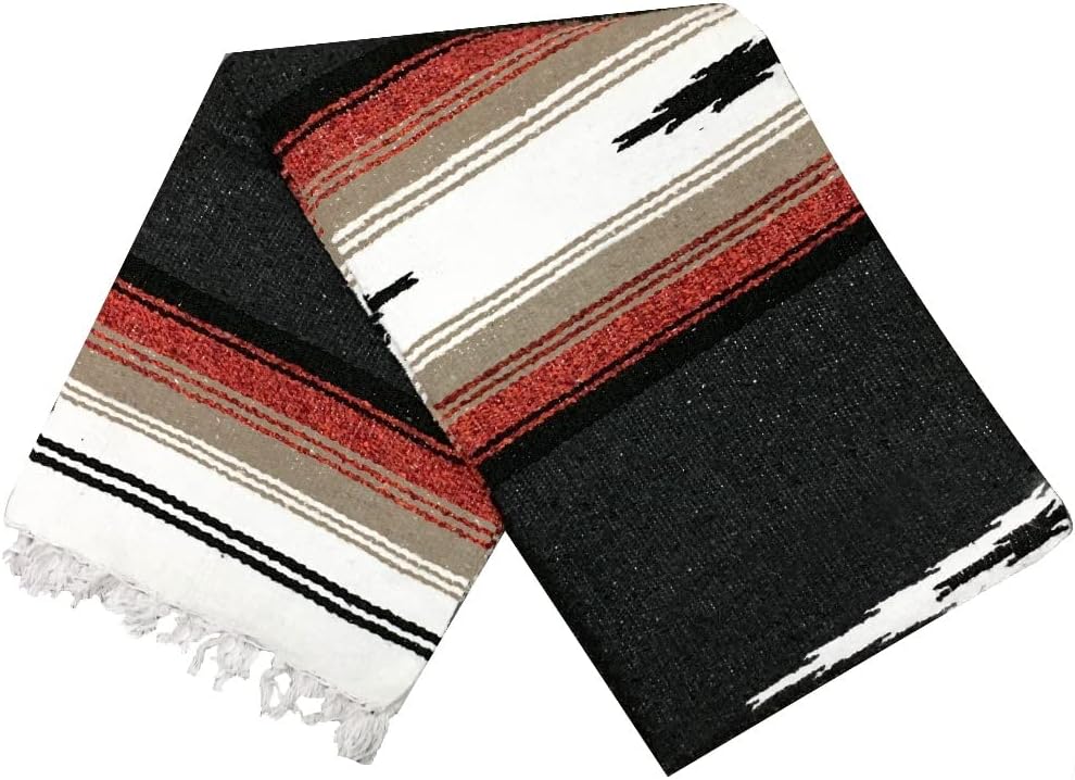 Open Road Goods Mexican Diamond Blanket - XL Heavyweight Yoga Blanket – Handmade in Mexico - Thick Boho Serape Saltillo Style Throw for Beach, Picnic, Home, Camping and More! (Harvest Moon)