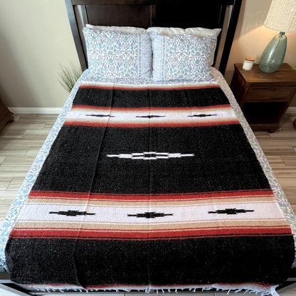 Open Road Goods Mexican Diamond Blanket - XL Heavyweight Yoga Blanket – Handmade in Mexico - Thick Boho Serape Saltillo Style Throw for Beach, Picnic, Home, Camping and More! (Harvest Moon)