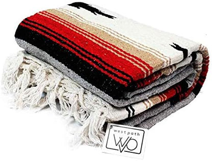 Open Road Goods Mexican Diamond Blanket - XL Heavyweight Yoga Blanket – Handmade in Mexico - Thick Boho Serape Saltillo Style Throw for Beach, Picnic, Home, Camping and More! (Harvest Moon)