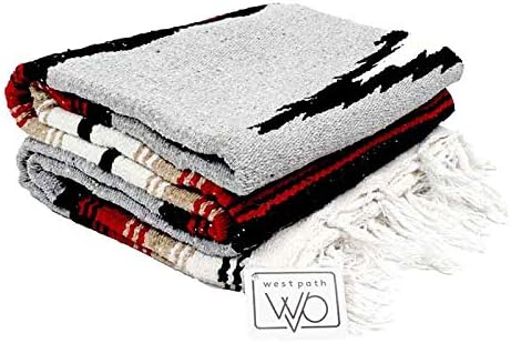 Open Road Goods Mexican Diamond Blanket - XL Heavyweight Yoga Blanket – Handmade in Mexico - Thick Boho Serape Saltillo Style Throw for Beach, Picnic, Home, Camping and More! (Harvest Moon)
