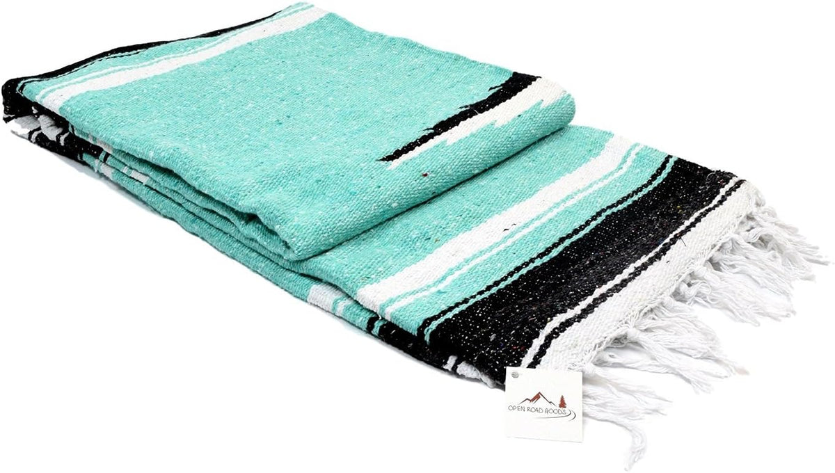 Open Road Goods Mexican Diamond Blanket - XL Heavyweight Yoga Blanket – Handmade in Mexico - Thick Boho Serape Saltillo Style Throw for Beach, Picnic, Home, Camping and More! (Harvest Moon)
