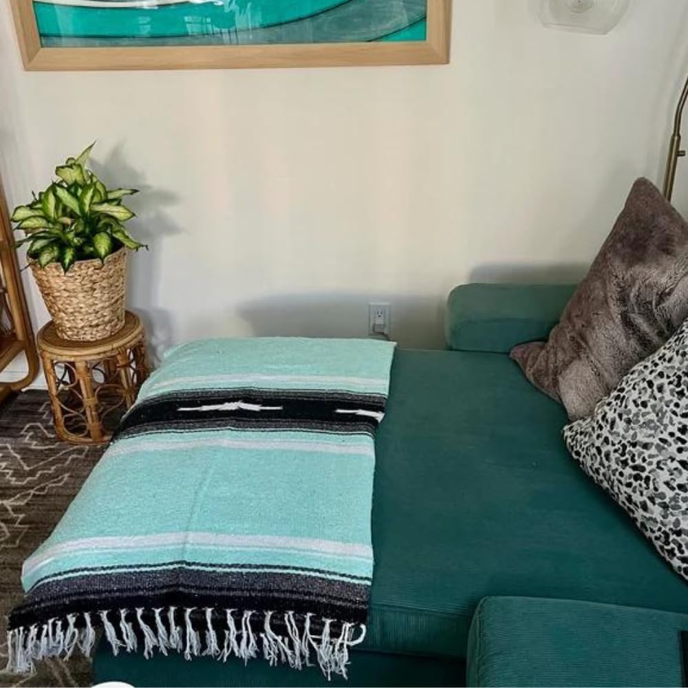 Open Road Goods Mexican Diamond Blanket - XL Heavyweight Yoga Blanket – Handmade in Mexico - Thick Boho Serape Saltillo Style Throw for Beach, Picnic, Home, Camping and More! (Harvest Moon)