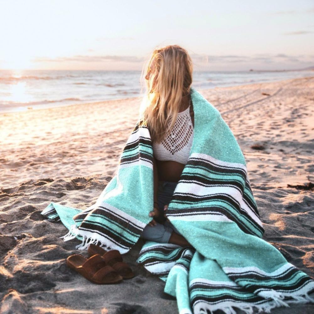Open Road Goods Mexican Diamond Blanket - XL Heavyweight Yoga Blanket – Handmade in Mexico - Thick Boho Serape Saltillo Style Throw for Beach, Picnic, Home, Camping and More! (Harvest Moon)