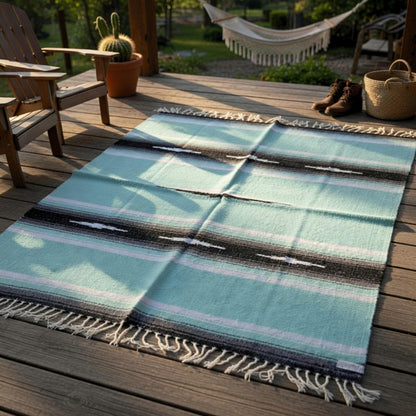 Open Road Goods Mexican Diamond Blanket - XL Heavyweight Yoga Blanket – Handmade in Mexico - Thick Boho Serape Saltillo Style Throw for Beach, Picnic, Home, Camping and More! (Harvest Moon)
