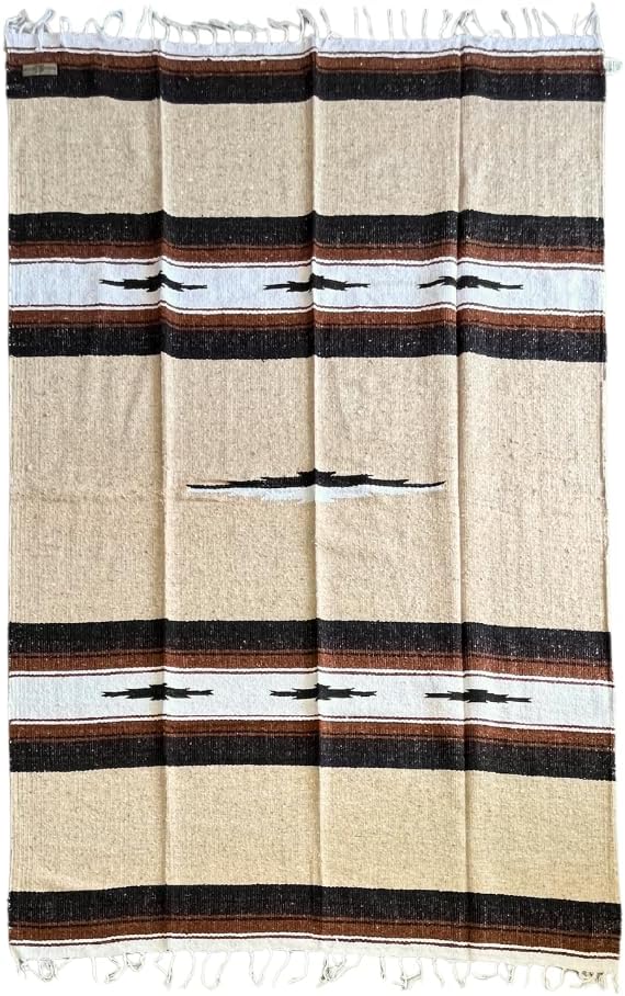 Open Road Goods Mexican Diamond Blanket - XL Heavyweight Yoga Blanket – Handmade in Mexico - Thick Boho Serape Saltillo Style Throw for Beach, Picnic, Home, Camping and More! (Harvest Moon)