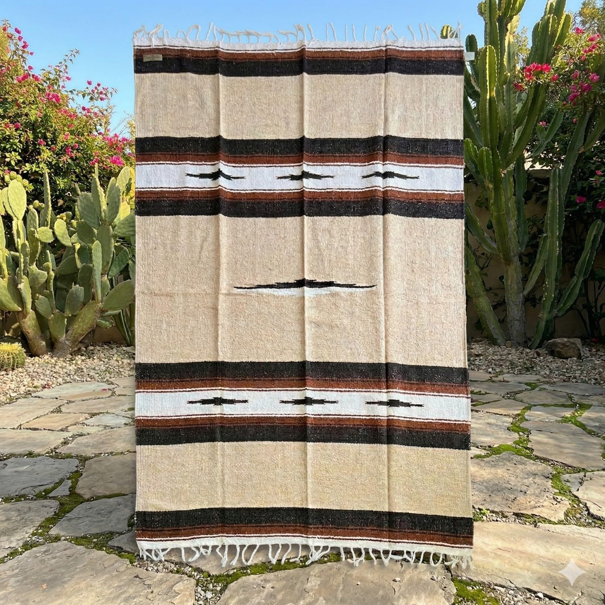 Open Road Goods Mexican Diamond Blanket - XL Heavyweight Yoga Blanket – Handmade in Mexico - Thick Boho Serape Saltillo Style Throw for Beach, Picnic, Home, Camping and More! (Harvest Moon)