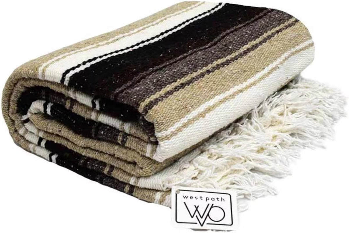 Open Road Goods Mexican Diamond Blanket - XL Heavyweight Yoga Blanket – Handmade in Mexico - Thick Boho Serape Saltillo Style Throw for Beach, Picnic, Home, Camping and More! (Harvest Moon)