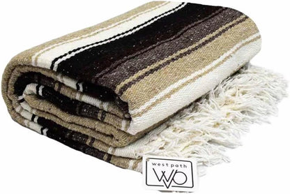 Open Road Goods Mexican Diamond Blanket - XL Heavyweight Yoga Blanket – Handmade in Mexico - Thick Boho Serape Saltillo Style Throw for Beach, Picnic, Home, Camping and More! (Harvest Moon)