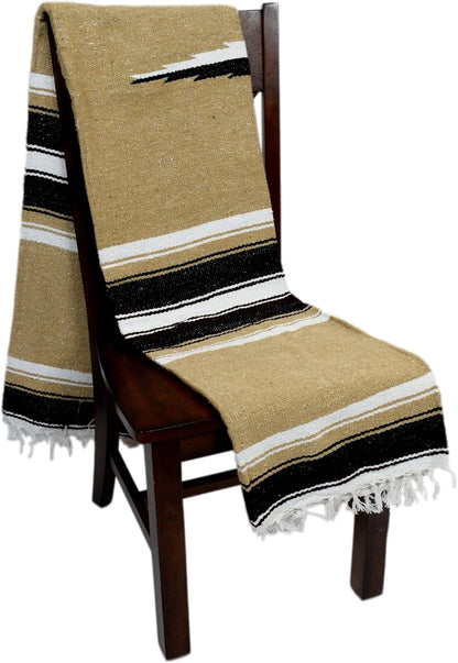 Open Road Goods Mexican Diamond Blanket - XL Heavyweight Yoga Blanket – Handmade in Mexico - Thick Boho Serape Saltillo Style Throw for Beach, Picnic, Home, Camping and More! (Harvest Moon)