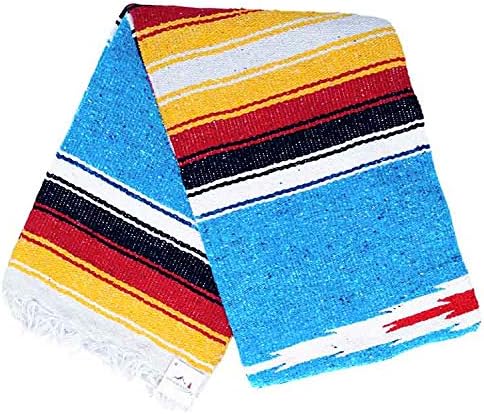 Open Road Goods Mexican Diamond Blanket - XL Heavyweight Yoga Blanket – Handmade in Mexico - Thick Boho Serape Saltillo Style Throw for Beach, Picnic, Home, Camping and More! (Harvest Moon)