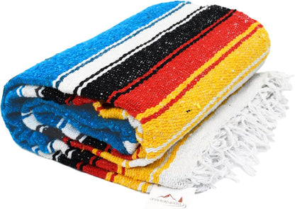 Open Road Goods Mexican Diamond Blanket - XL Heavyweight Yoga Blanket – Handmade in Mexico - Thick Boho Serape Saltillo Style Throw for Beach, Picnic, Home, Camping and More! (Harvest Moon)