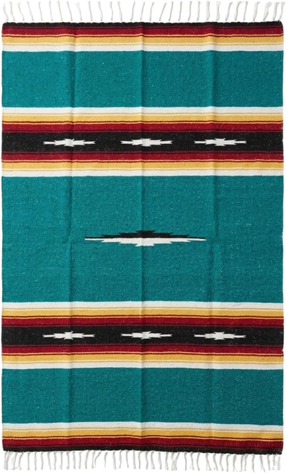 Open Road Goods Mexican Diamond Blanket - XL Heavyweight Yoga Blanket – Handmade in Mexico - Thick Boho Serape Saltillo Style Throw for Beach, Picnic, Home, Camping and More! (Harvest Moon)