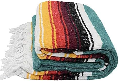 Open Road Goods Mexican Diamond Blanket - XL Heavyweight Yoga Blanket – Handmade in Mexico - Thick Boho Serape Saltillo Style Throw for Beach, Picnic, Home, Camping and More! (Harvest Moon)