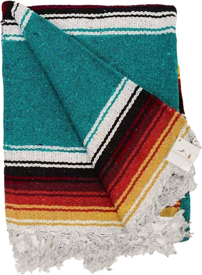 Open Road Goods Mexican Diamond Blanket - XL Heavyweight Yoga Blanket – Handmade in Mexico - Thick Boho Serape Saltillo Style Throw for Beach, Picnic, Home, Camping and More! (Harvest Moon)