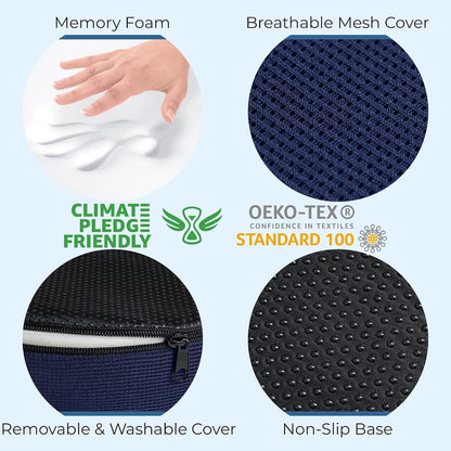 Donut Pillow for Tailbone Pain & Hemorrhoids – Large Memory Foam Seat Cushion for Bed Sore-Prone Areas & Pressure Relief – Prostate, Postpartum & Pregnancy Support, Black Mesh Cover