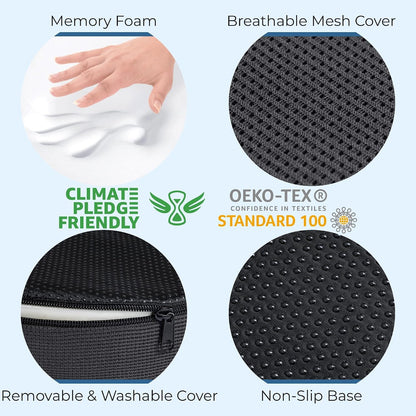 Donut Pillow for Tailbone Pain & Hemorrhoids – Large Memory Foam Seat Cushion for Bed Sore-Prone Areas & Pressure Relief – Prostate, Postpartum & Pregnancy Support, Black Mesh Cover