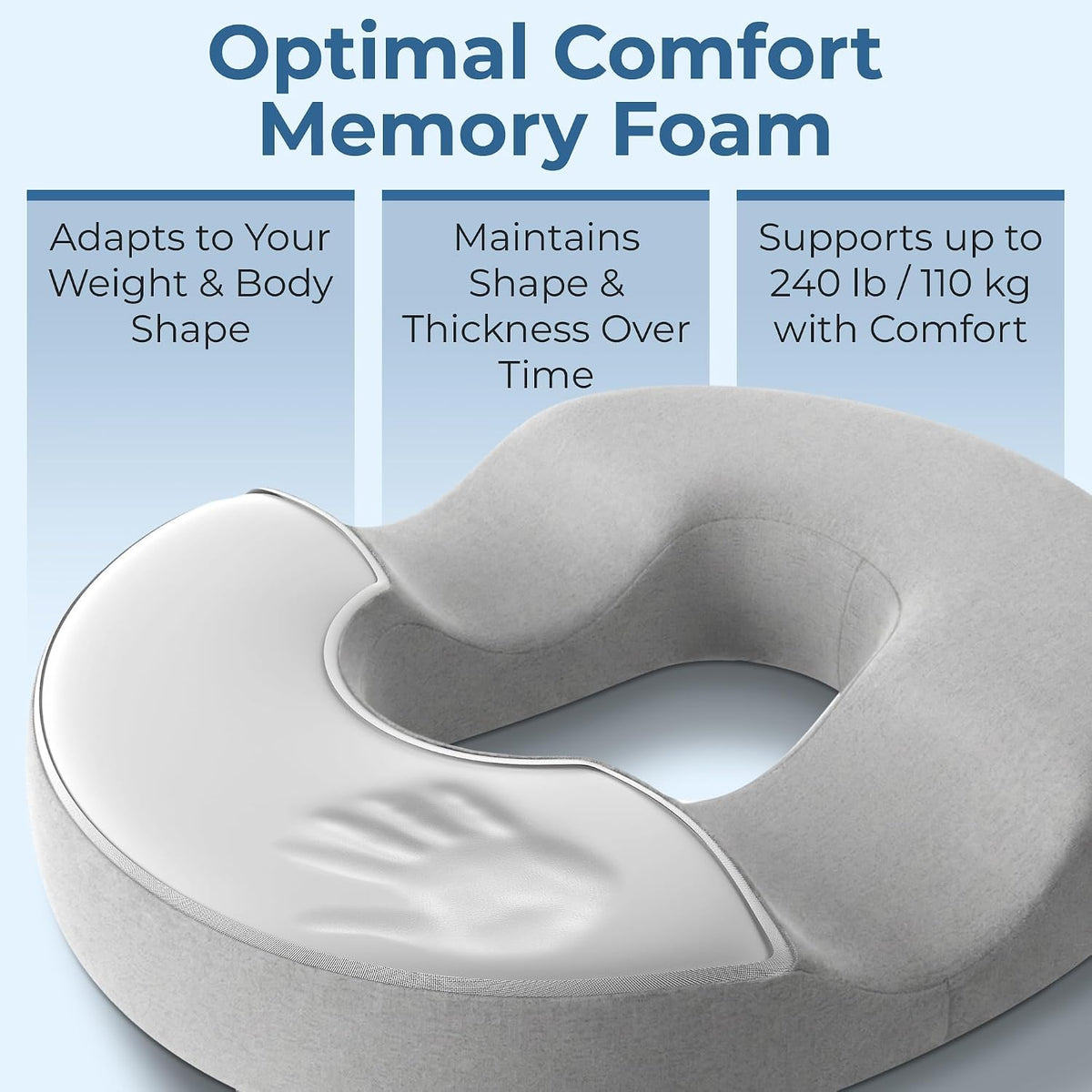 Donut Pillow for Tailbone Pain & Hemorrhoids – Large Memory Foam Seat Cushion for Bed Sore-Prone Areas & Pressure Relief – Prostate, Postpartum & Pregnancy Support, Black Mesh Cover