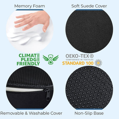 Donut Pillow for Tailbone Pain & Hemorrhoids – Large Memory Foam Seat Cushion for Bed Sore-Prone Areas & Pressure Relief – Prostate, Postpartum & Pregnancy Support, Black Mesh Cover