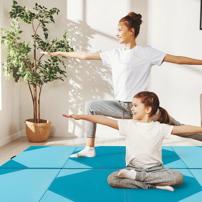 4'x10'x 2" Gymnastics Mat, 4-Panel Folding Aerobics Exercise Mat w/Hook & Loop Fastener, Carrying Handle, Portable Tumbling Mat for Stretching Yoga Cheerleading Martial Arts