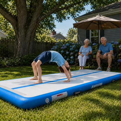 Inflatable Gymnastics Mat 6.6ft/10ft/13ft/16ft/20ft/23ft Tumble Track | Air Gymnastics Tumbling Tracks 4/8 inches Thick with Electric Pump for Training Cheerleading Yoga Home Gym Outdoor Park Use