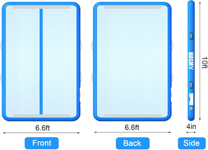 Inflatable Gymnastics Mat 6.6ft/10ft/13ft/16ft/20ft/23ft Tumble Track | Air Gymnastics Tumbling Tracks 4/8 inches Thick with Electric Pump for Training Cheerleading Yoga Home Gym Outdoor Park Use