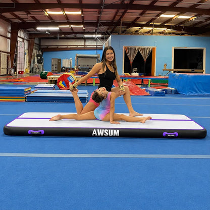 Inflatable Gymnastics Mat 6.6ft/10ft/13ft/16ft/20ft/23ft Tumble Track | Air Gymnastics Tumbling Tracks 4/8 inches Thick with Electric Pump for Training Cheerleading Yoga Home Gym Outdoor Park Use
