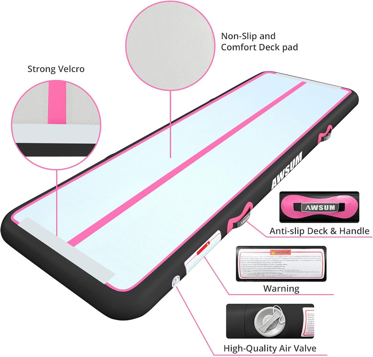 Inflatable Gymnastics Mat 6.6ft/10ft/13ft/16ft/20ft/23ft Tumble Track | Air Gymnastics Tumbling Tracks 4/8 inches Thick with Electric Pump for Training Cheerleading Yoga Home Gym Outdoor Park Use