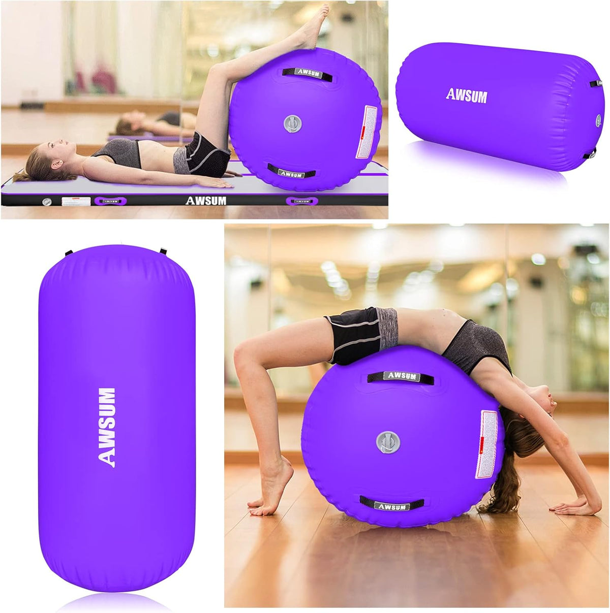 Inflatable Gymnastics Mat 6.6ft/10ft/13ft/16ft/20ft/23ft Tumble Track | Air Gymnastics Tumbling Tracks 4/8 inches Thick with Electric Pump for Training Cheerleading Yoga Home Gym Outdoor Park Use