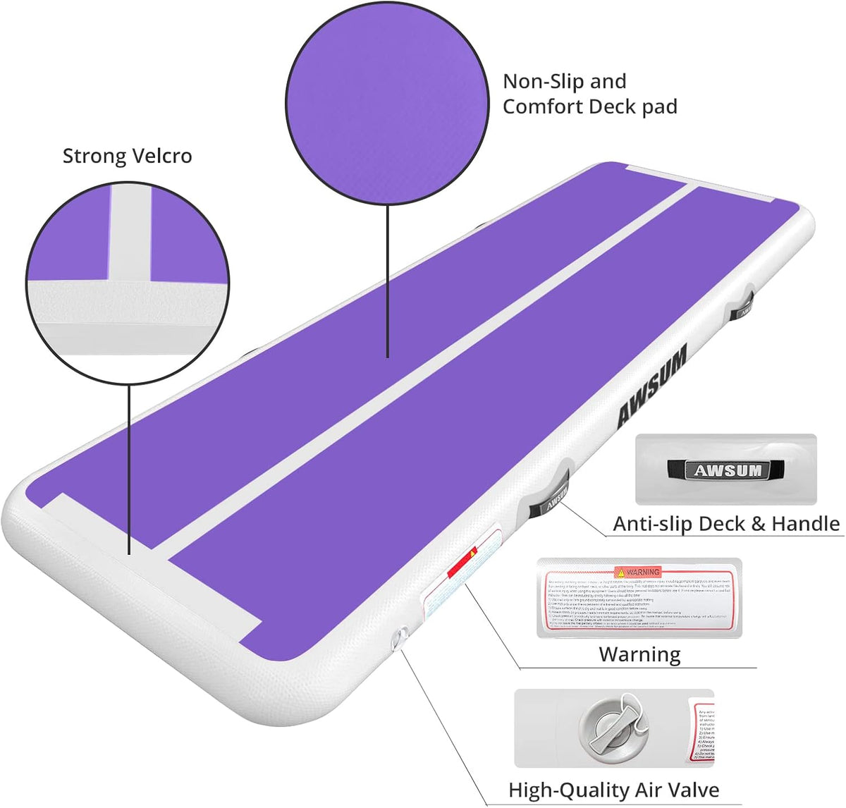 Inflatable Gymnastics Mat 6.6ft/10ft/13ft/16ft/20ft/23ft Tumble Track | Air Gymnastics Tumbling Tracks 4/8 inches Thick with Electric Pump for Training Cheerleading Yoga Home Gym Outdoor Park Use
