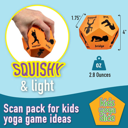 Yoga Dice for Kids, Large 12-Sided Soft Foam Exercise Dice