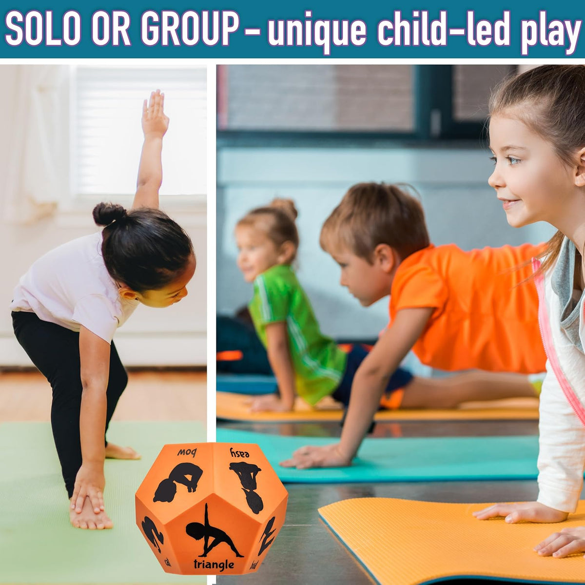 Yoga Dice for Kids, Large 12-Sided Soft Foam Exercise Dice