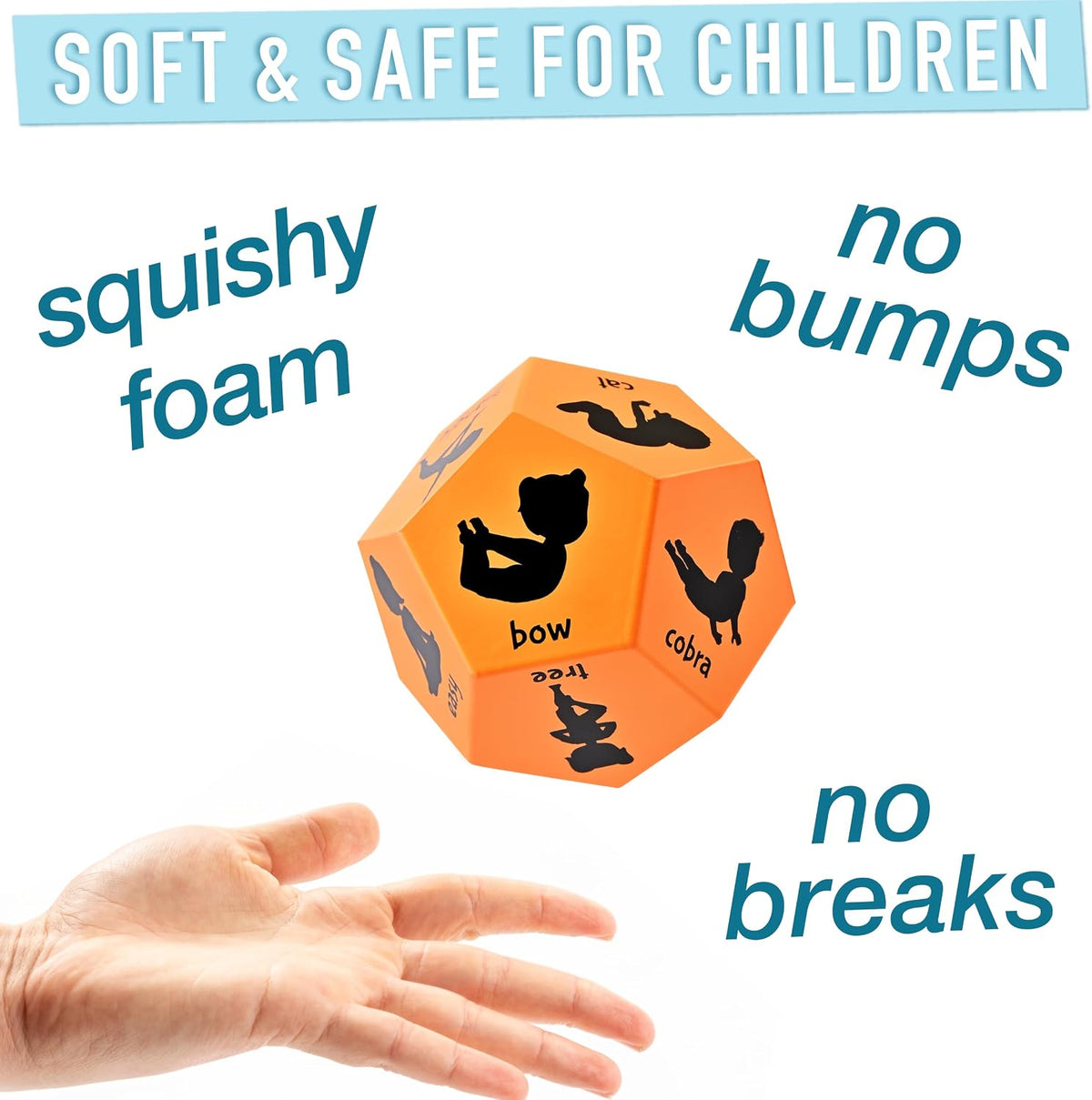 Yoga Dice for Kids, Large 12-Sided Soft Foam Exercise Dice
