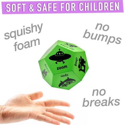 Yoga Dice for Kids, Large 12-Sided Soft Foam Exercise Dice