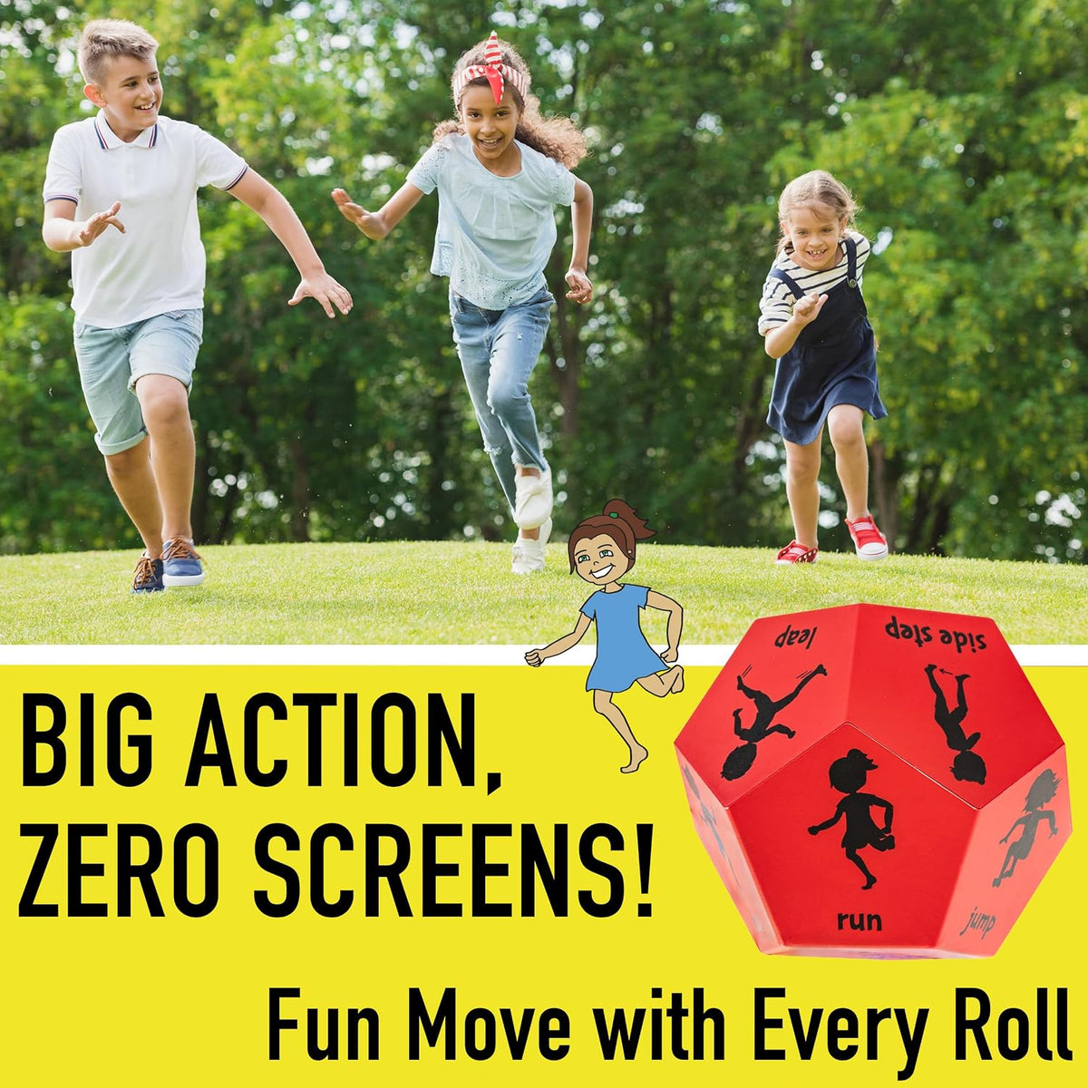 Yoga Dice for Kids, Large 12-Sided Soft Foam Exercise Dice