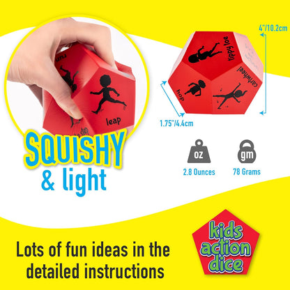 Yoga Dice for Kids, Large 12-Sided Soft Foam Exercise Dice