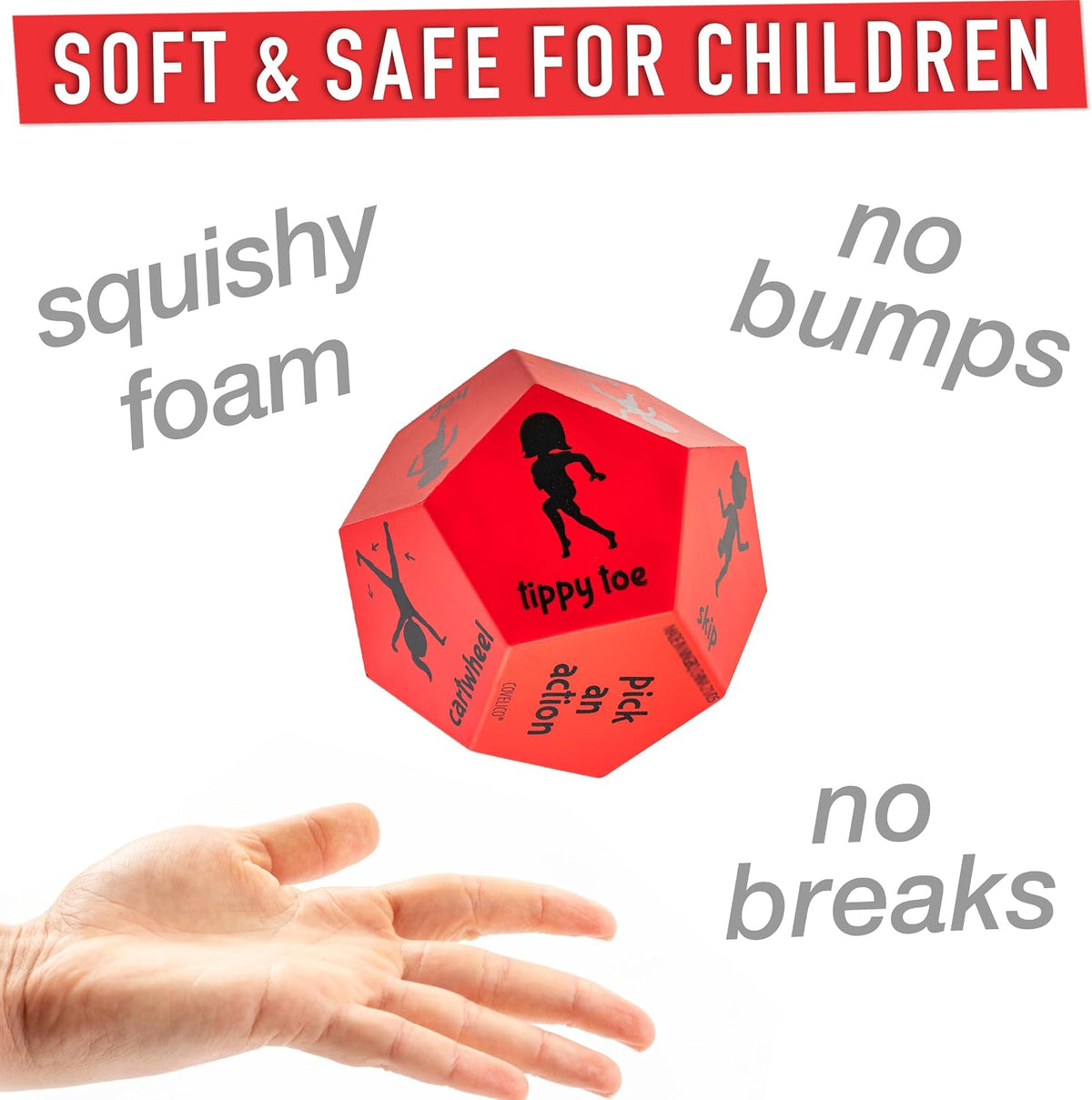 Yoga Dice for Kids, Large 12-Sided Soft Foam Exercise Dice