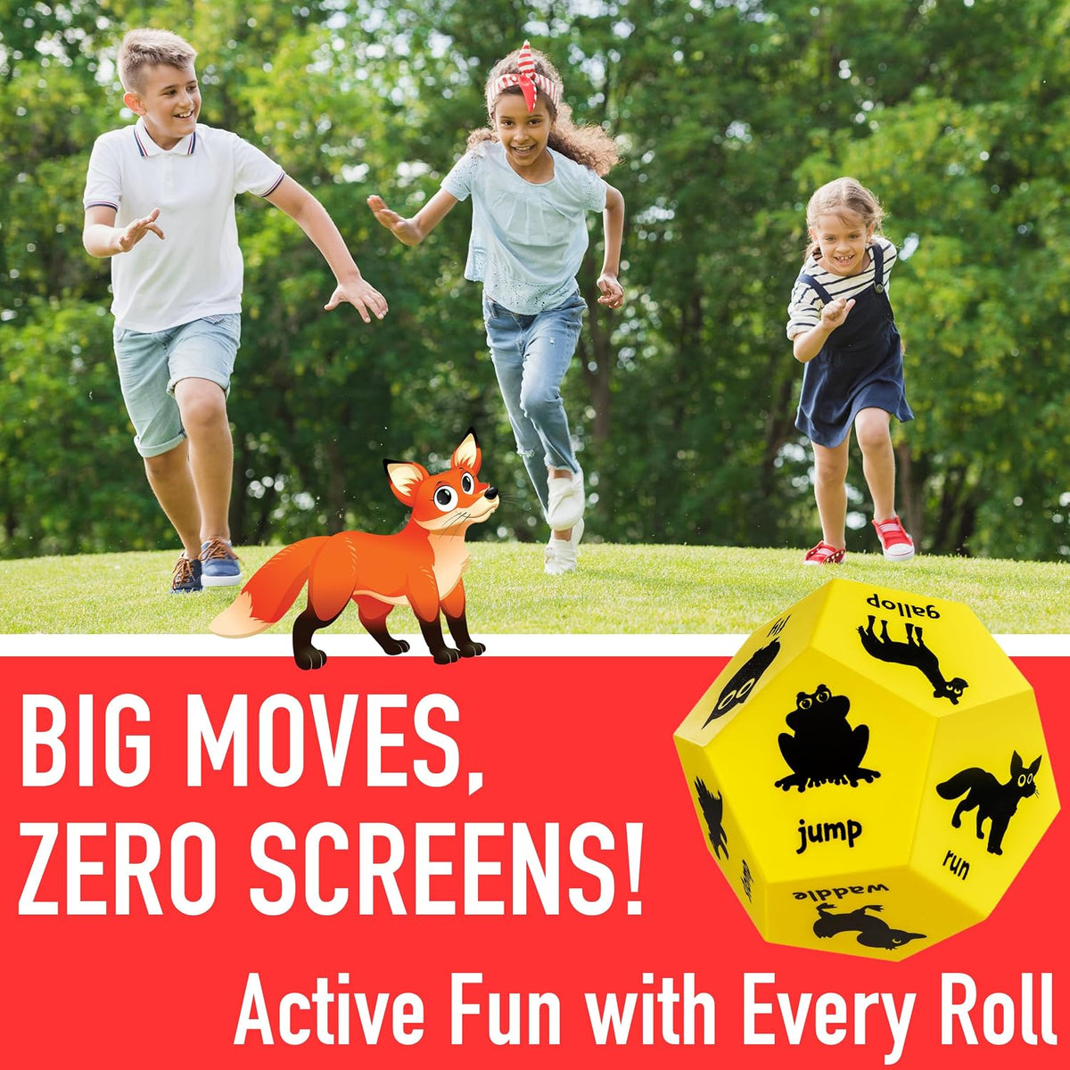 Yoga Dice for Kids, Large 12-Sided Soft Foam Exercise Dice